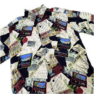 Vintage Substudio Button-Up Shirt Men M Quisisana Italy AOP Short Sleeve